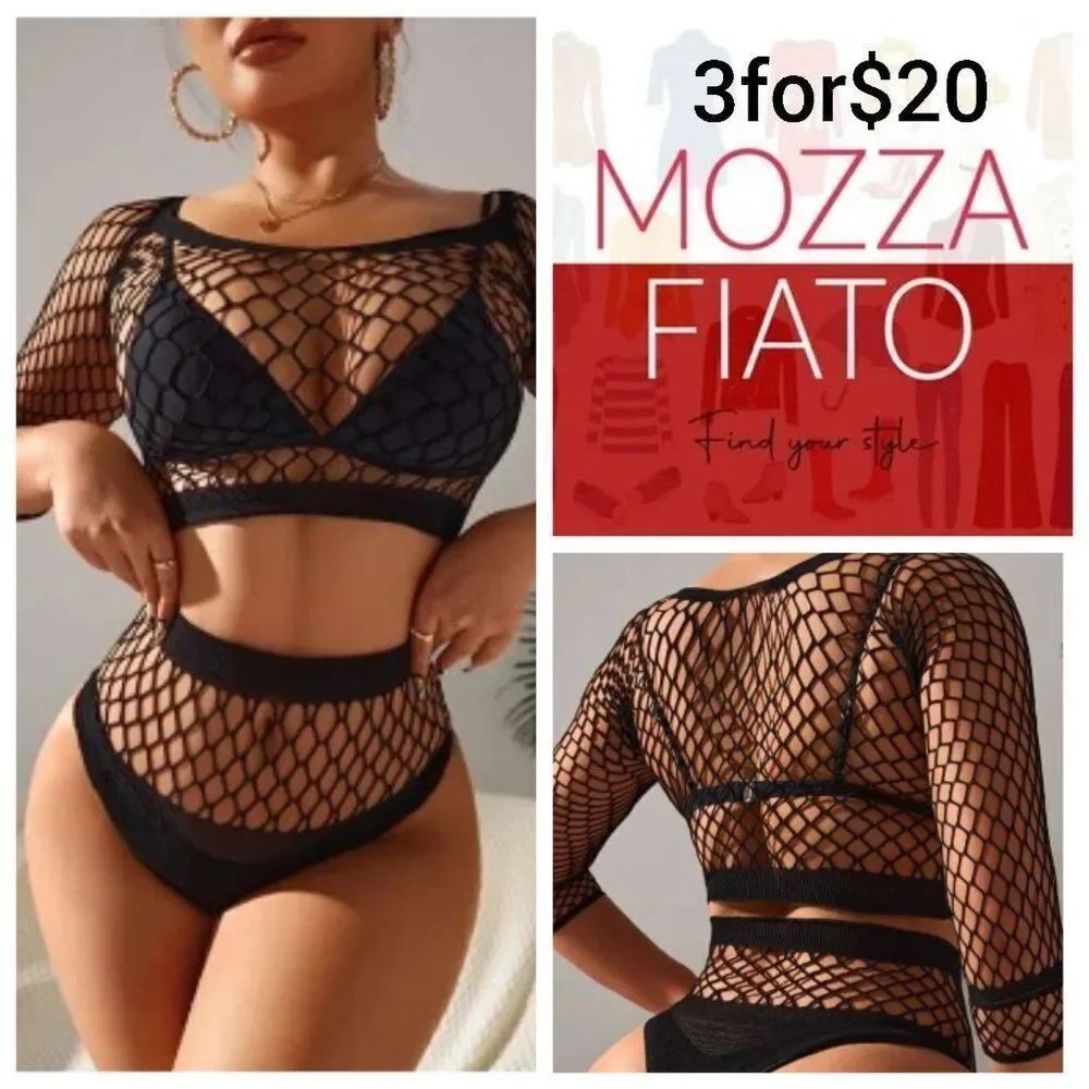 3for$20 NWT Hollow Out Fishnet Cover Up Set Without Bra one size